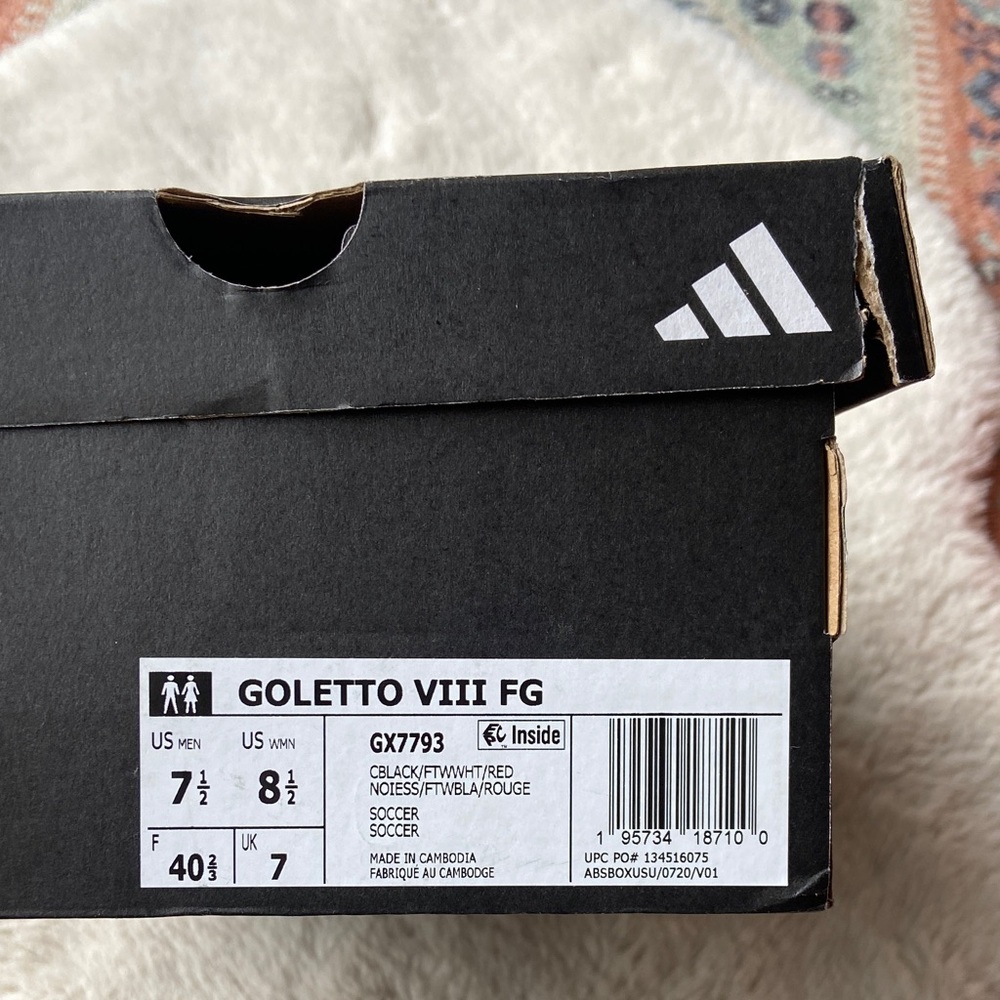 Adidas goletto VIII unisex soccer cleat shoe black white red women’s 8.5 men 7.5 - Picture 2 of 16